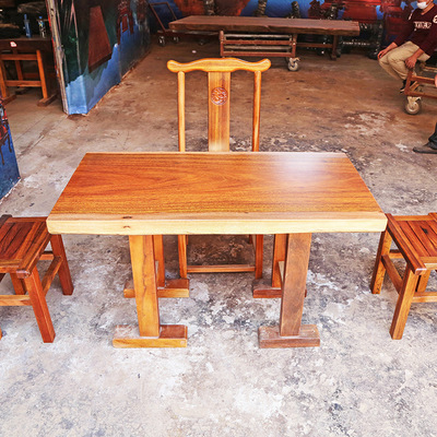 工廠定制 奧坎實(shí)木茶幾 中式仿古客廳家具 奧坎實(shí)木大板茶桌批發(fā)